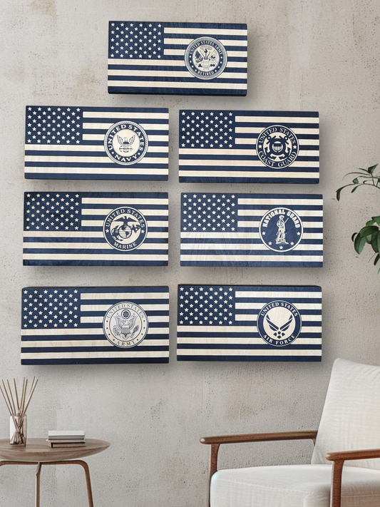 6x12" Laser Engraved Military Flags