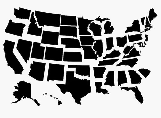 All 50 United States in Solid and Outline Styles